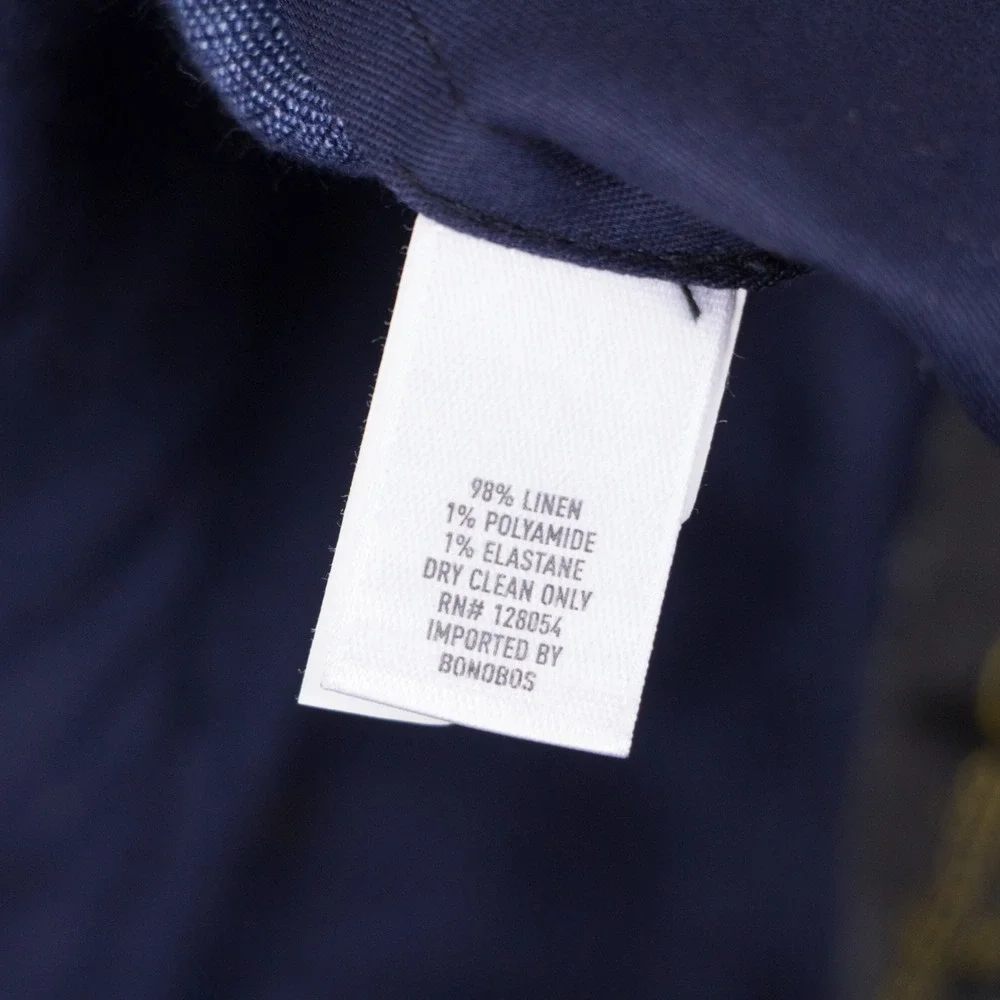 Bonobos Mens 38 Athletic Fit Blue Linen Lanificio Campore Italian Pants Trousers